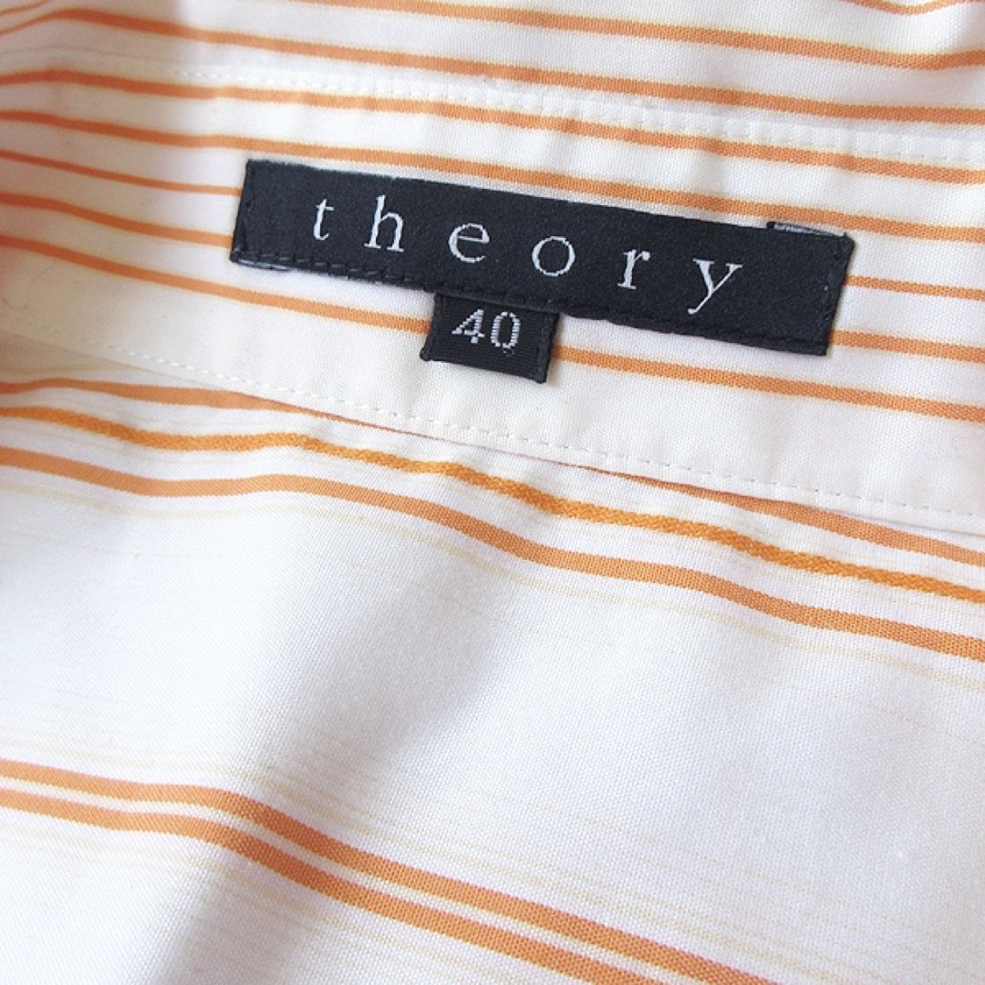 theory(セオリー)の美品 40(M) theory セオリー メンズ 半袖シャツ ホワイト/オレンジ メンズのトップス(シャツ)の商品写真