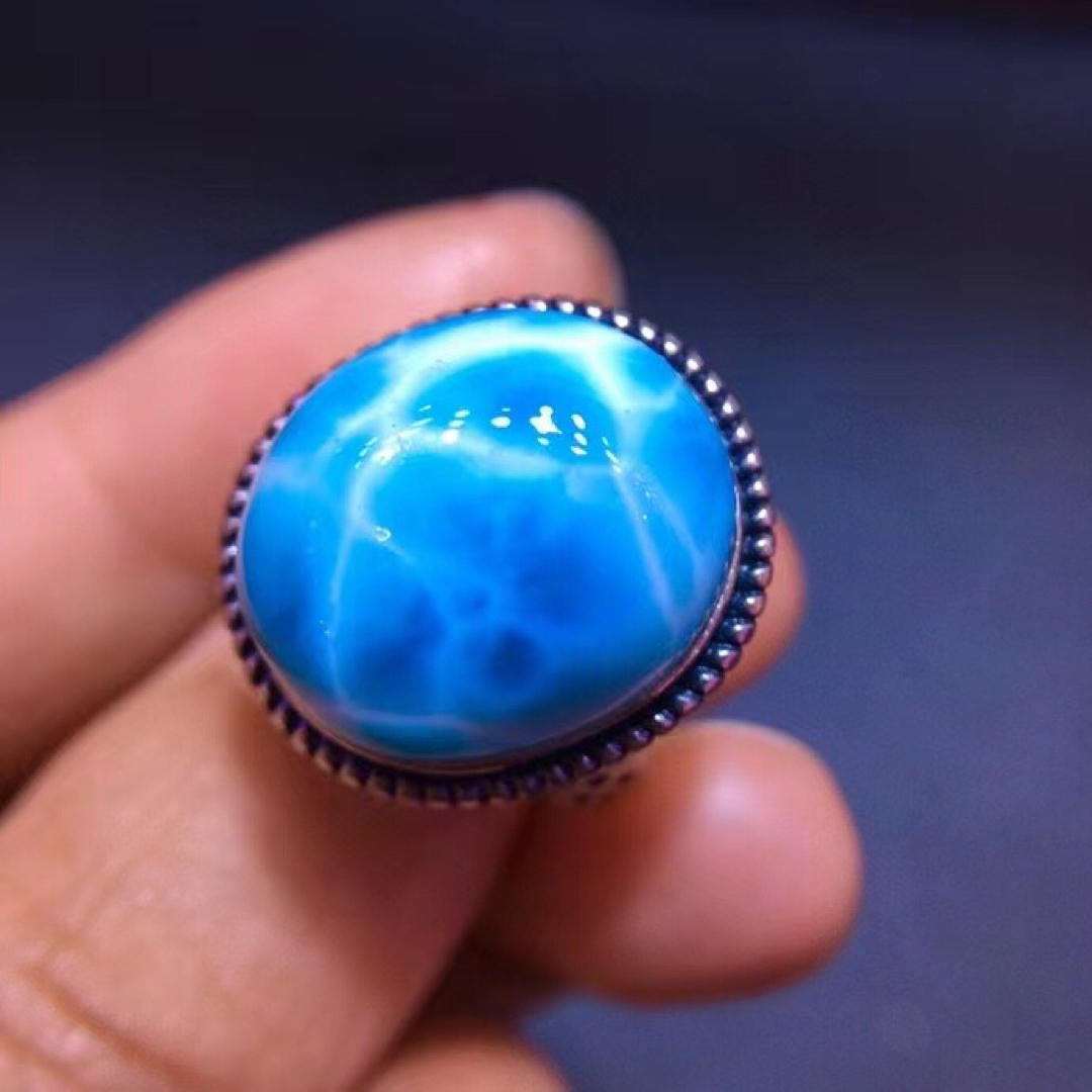 ⭐︎【天然】ラリマー リング s925 17.5x15mm-