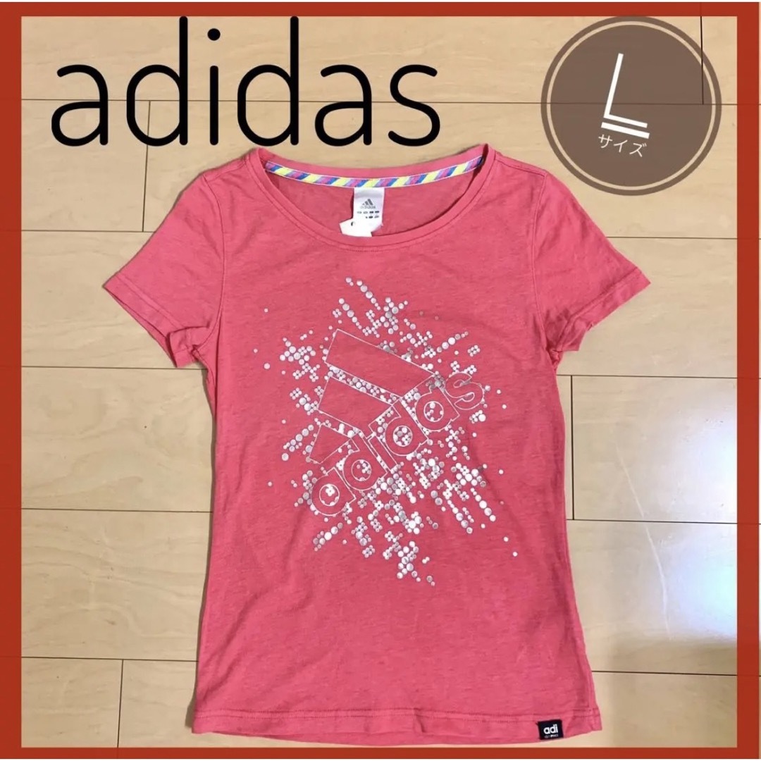 adidas(アディダス)の【美品】adidas　アディダス　Tシャツ　Lサイズ　1点もの　レディース レディースのトップス(Tシャツ(半袖/袖なし))の商品写真