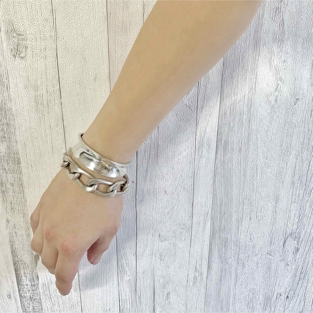 ビンテージ メキシカン 925 シルバー カフ バングル ブレスレット-