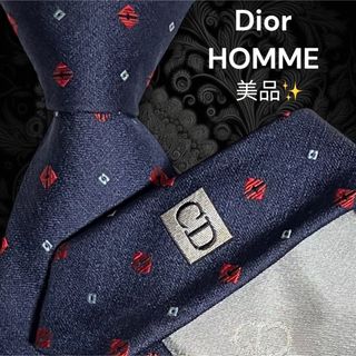 ディオールオム(DIOR HOMME)の✨️美品✨️ Dior HOMME CD柄 イタリア製 ネイビー系 小紋柄(ネクタイ)