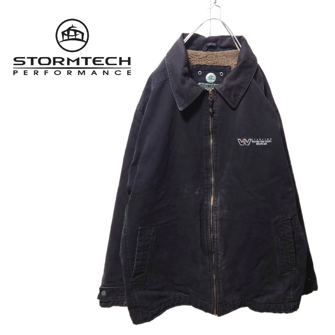 裾部分のベルトボタンなし○実寸【STORMTECH】企業ロゴ刺繍 裏ボア ダックジャケット S-063