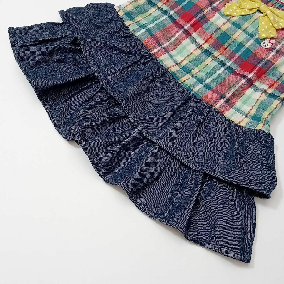 ✨美品✨ミキハウス オリジナル　半袖ワンピース　チェック柄　日本製　90cm