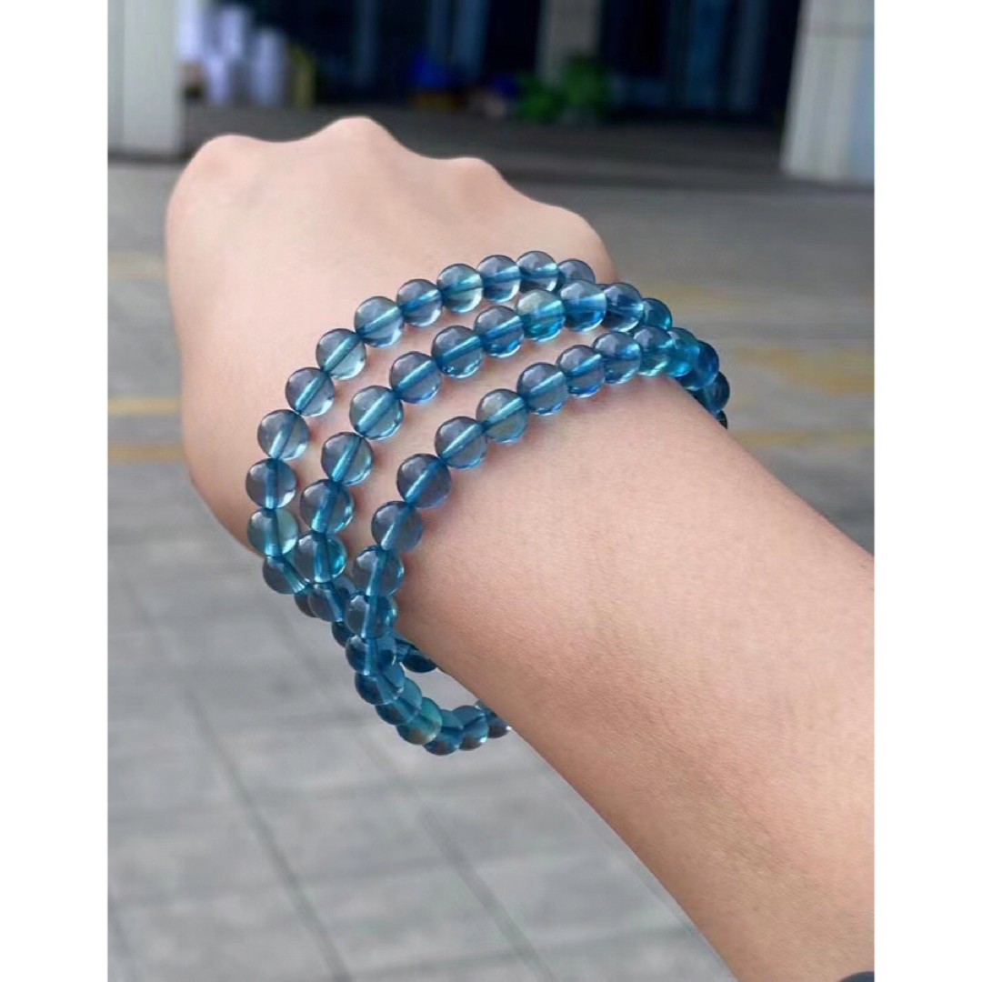 天然】アクアマリン ブレスレット三連 6.7mm www.krzysztofbialy.com