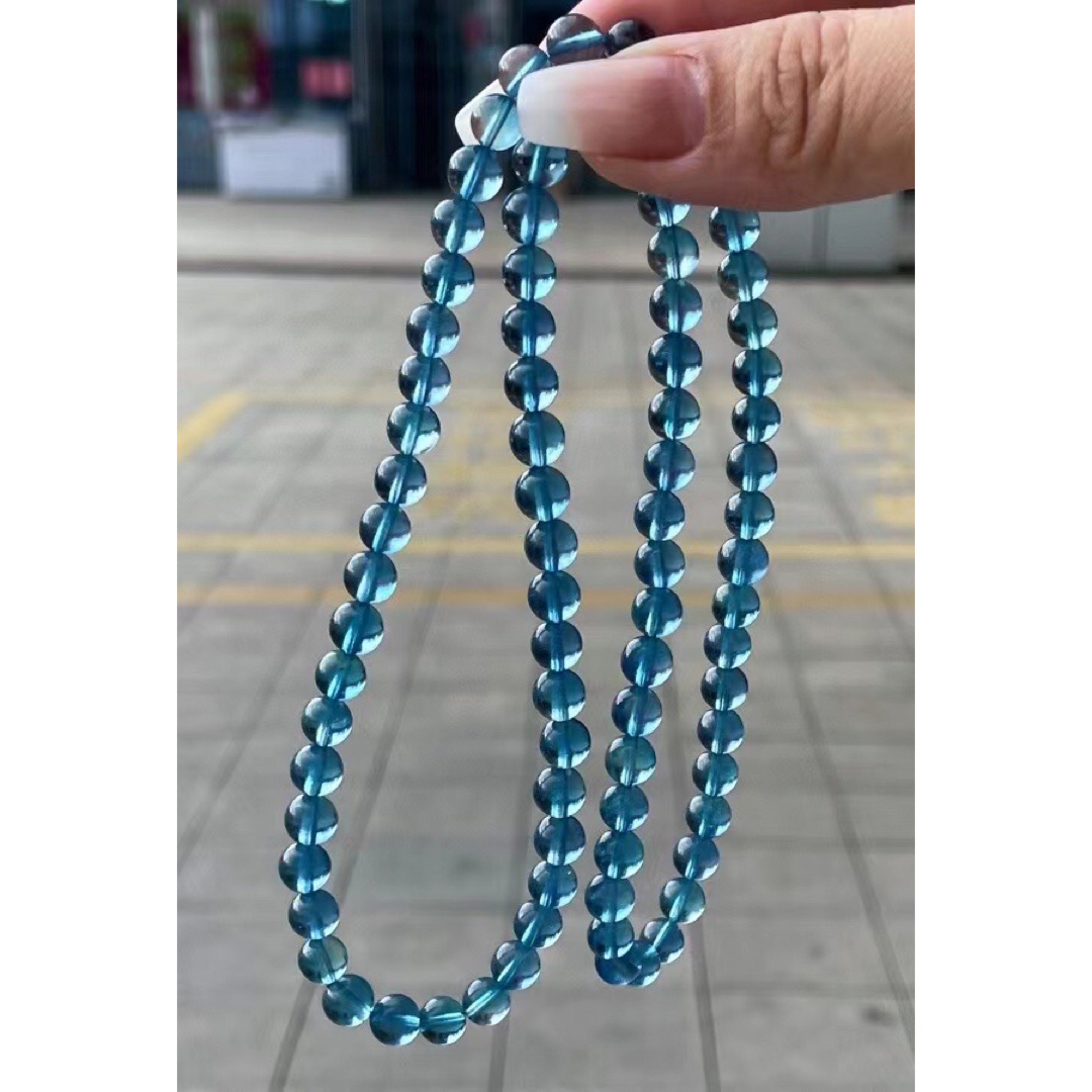 天然】アクアマリン ブレスレット三連 6.7mm-