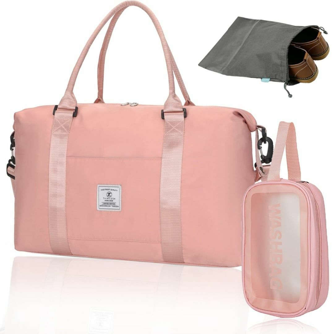 【色: Pink】ボストンバッグトラベルバッグレディース 旅行バッグ 大容量 軽