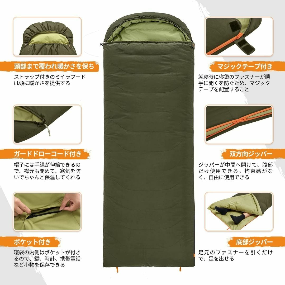 色: 1.8KG ダークグリーン 左開き】KingCamp 寝袋 ダウン シュの通販