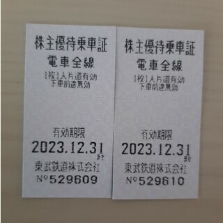 東武鉄道 株主優待乗車証　株主優待乗車券　2枚(切符)(鉄道乗車券)