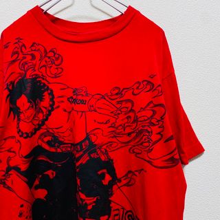 シュウエイシャ(集英社)の一点物　ONE PIECE ポートガス・D・エース　ビッグプリント　Tシャツ(Tシャツ/カットソー(半袖/袖なし))