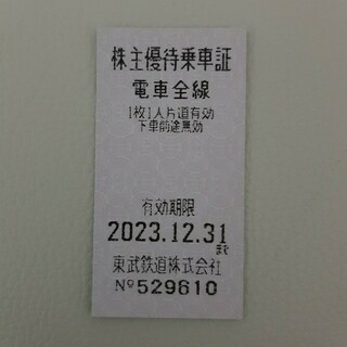 東武鉄道 株主優待乗車証　株主優待乗車券　1枚(切符)(鉄道乗車券)