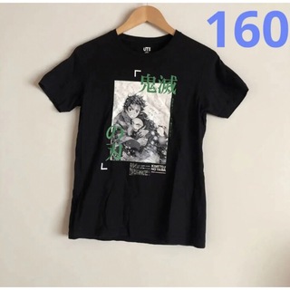 ユニクロ(UNIQLO)の160 男の子　Tシャツ　鬼滅の刃　ブラック　美品　半袖　綿100%　ユニクロ(Tシャツ/カットソー)