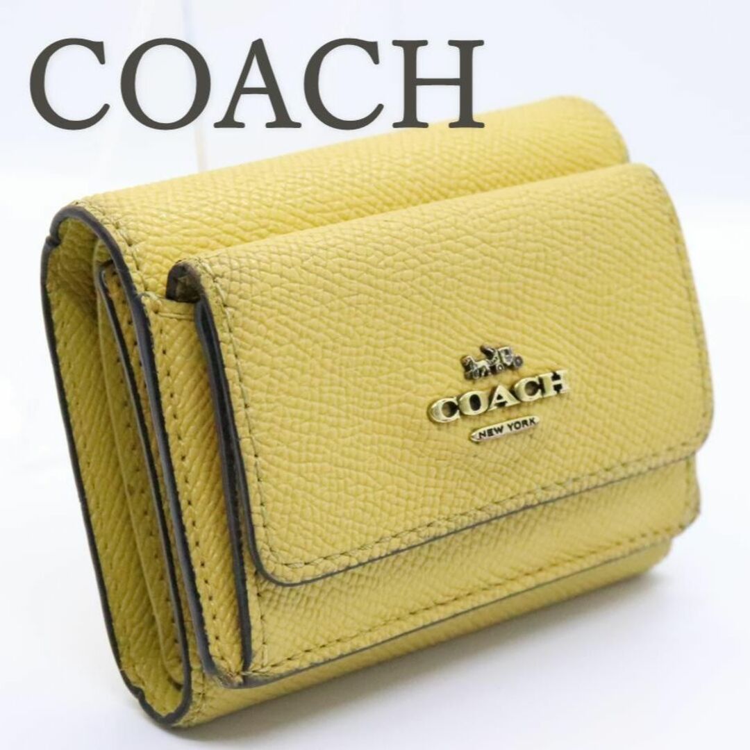 COACH コーチ 財布 ミニ財布 三つ折り 財布 サンライト 折りたたみ 黄