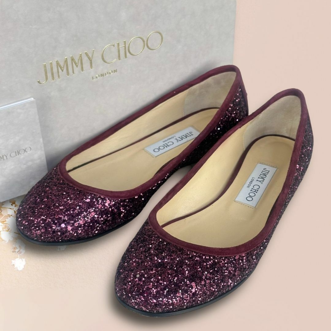 新品　JIMMY CHOO グリッターバレエシューズ　38