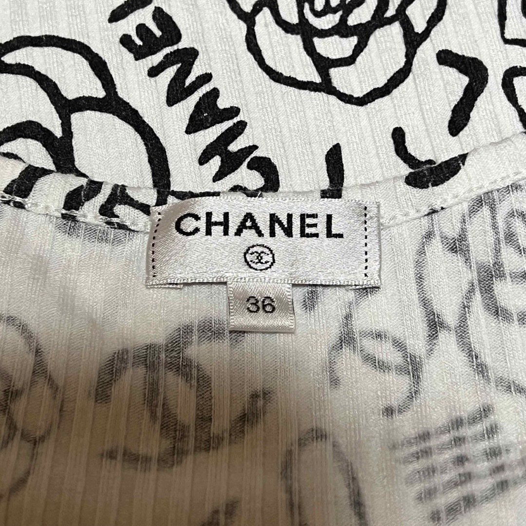 CHANEL シャネル ココマーク カメリア等 総柄 半袖 カットソー 2