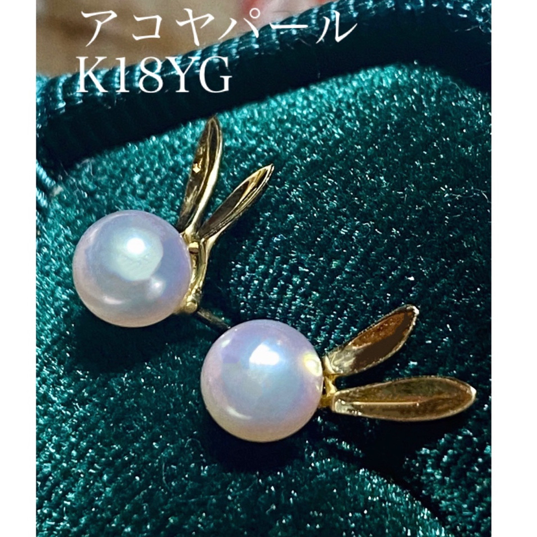 兎????可愛いアコヤパールうさきちゃんピアス K18YG - ピアス