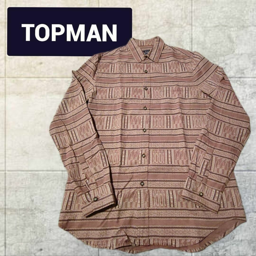 TOPMAN(トップマン)のTOPMAN【M】長袖　シャツ　総柄　パープル メンズのトップス(シャツ)の商品写真