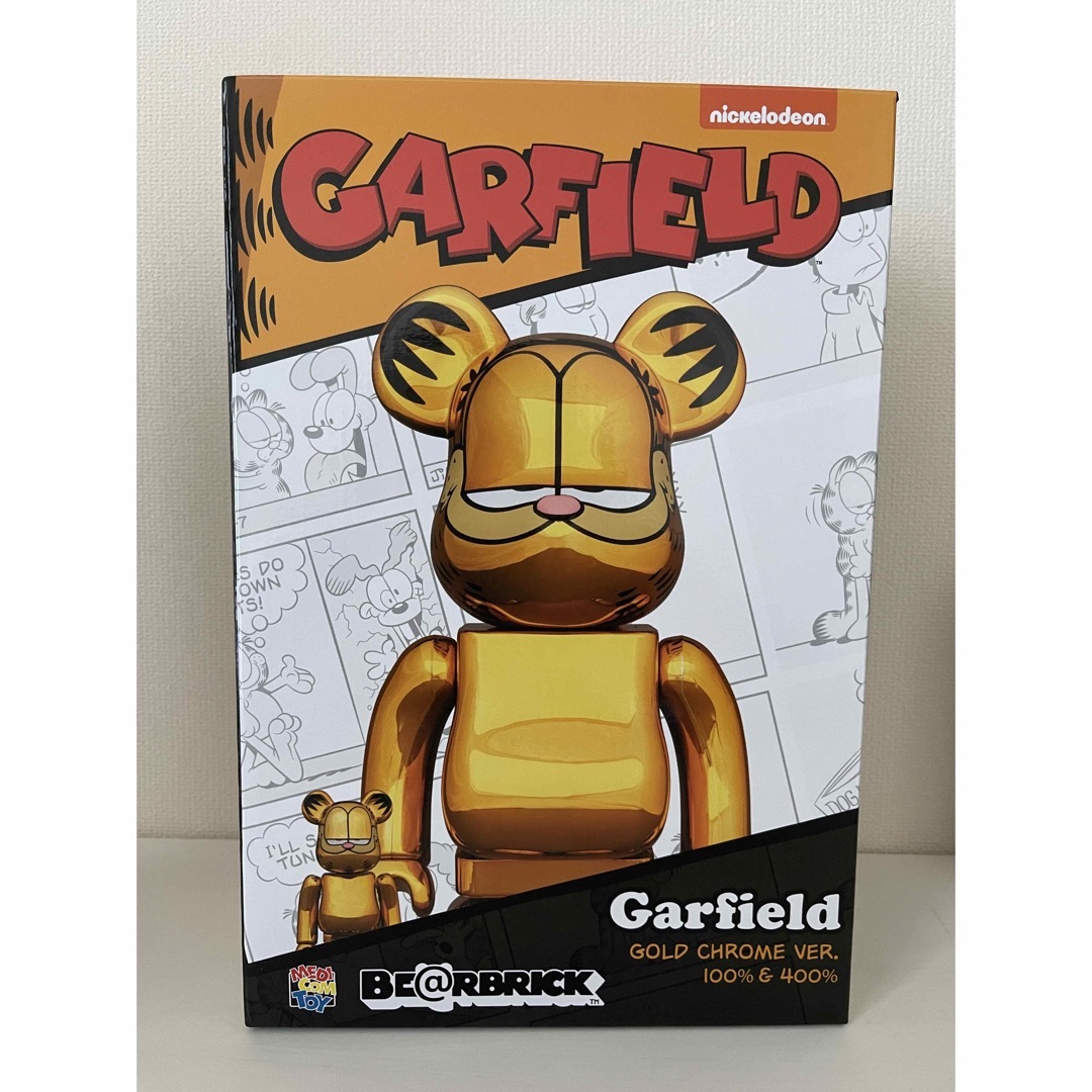 MEDICOM TOY(メディコムトイ)のBE@RBRICK GARFIELD GOLD CHROME100％ 400％ エンタメ/ホビーのフィギュア(その他)の商品写真