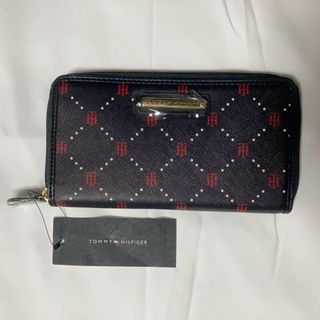 トミーヒルフィガー(TOMMY HILFIGER)の【新品】トミーヒルフィガー ラウンドジップ 長財布 THロゴ 紺 赤 白 金ロゴ(財布)