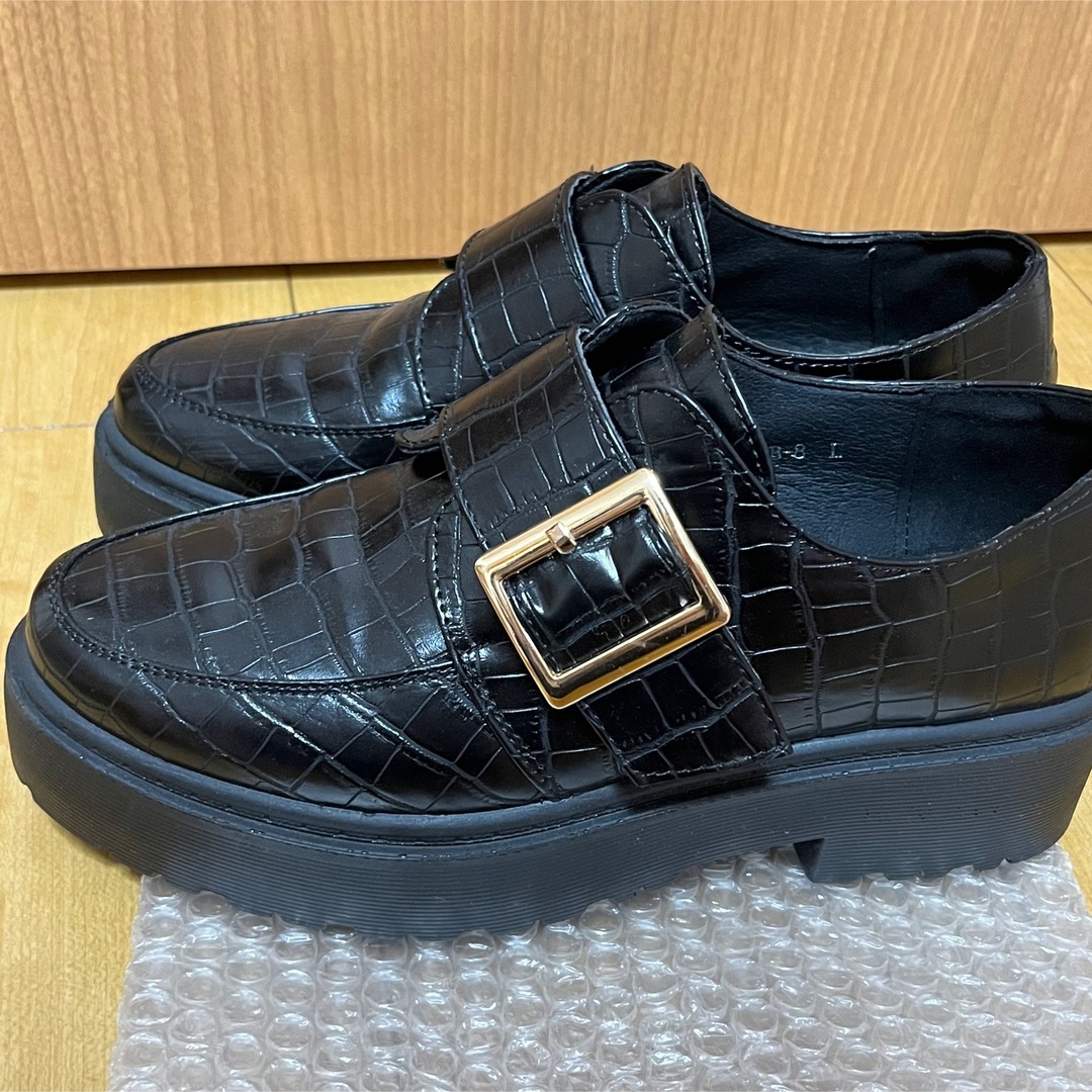 ローファー　厚底　黒　ブラック　L 24 軽量 レディースの靴/シューズ(ローファー/革靴)の商品写真