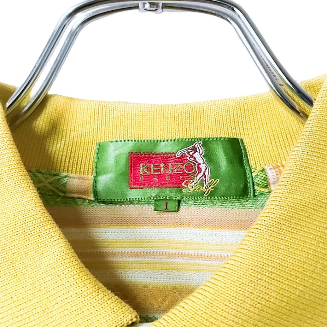 KENZO(ケンゾー)のKENZO PARIS GOLF    オープンカラー シャツ 刺繍ロゴ ボーダ メンズのトップス(シャツ)の商品写真