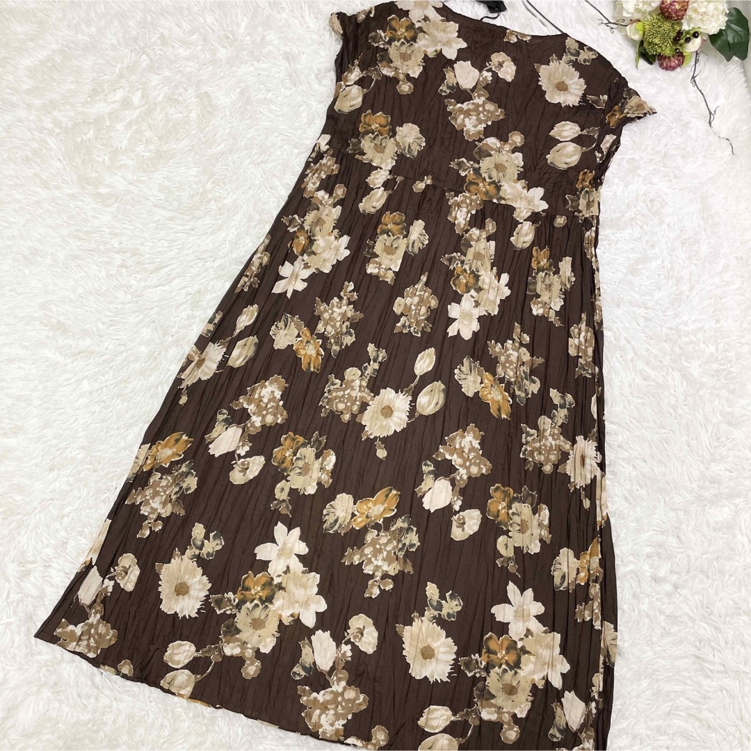 【新品未使用】mizuiro ind ミズイロインド 花柄半袖ロングワンピース