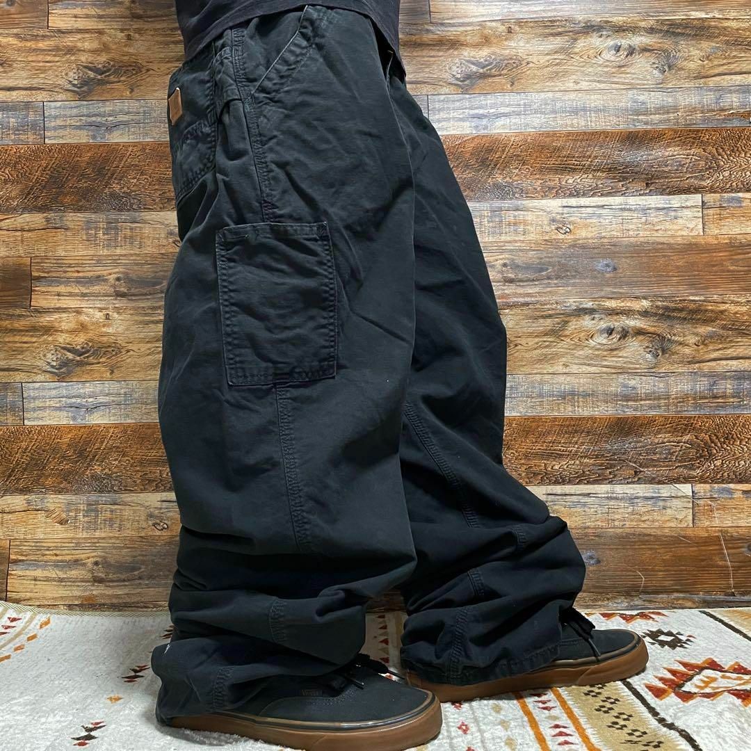 カーハートワークパンツペインターパンツw36黒ブラックオーバーサイズ