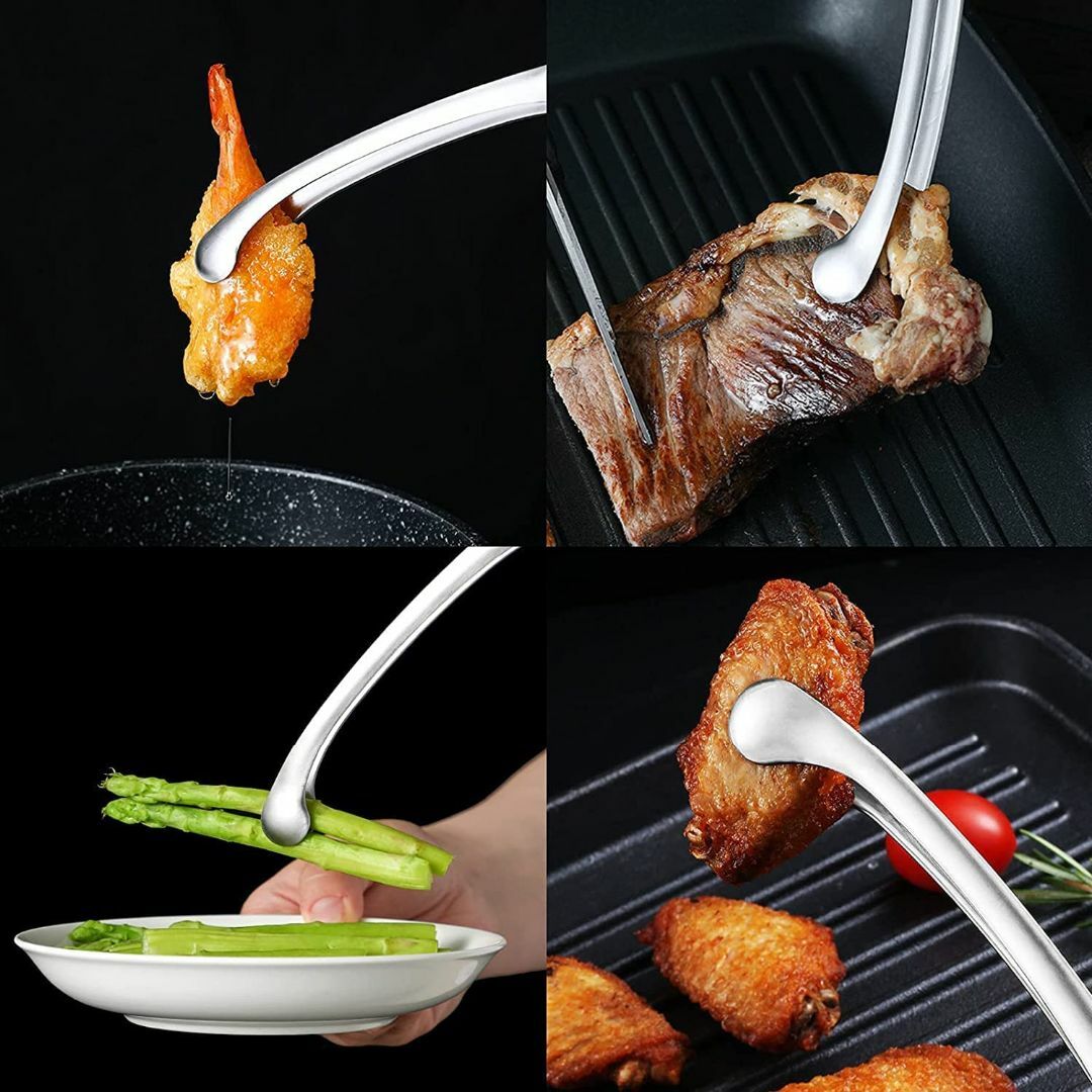 【色: 円端】ziyue 焼肉トング バーベキュー トング 焼肉 自立 24cm