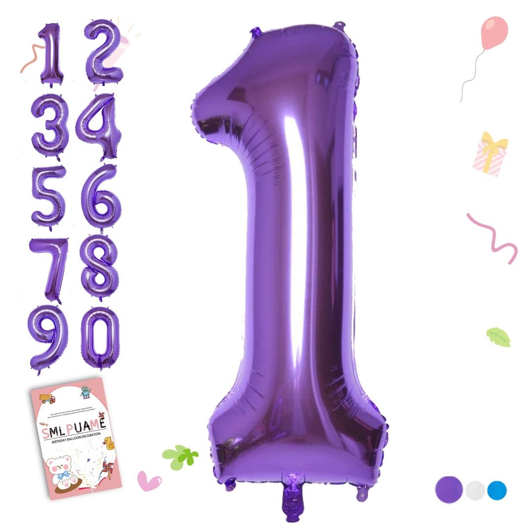 紫 数字バルーン 記念日 装飾 数字1 キッズ/ベビー/マタニティのメモリアル/セレモニー用品(その他)の商品写真