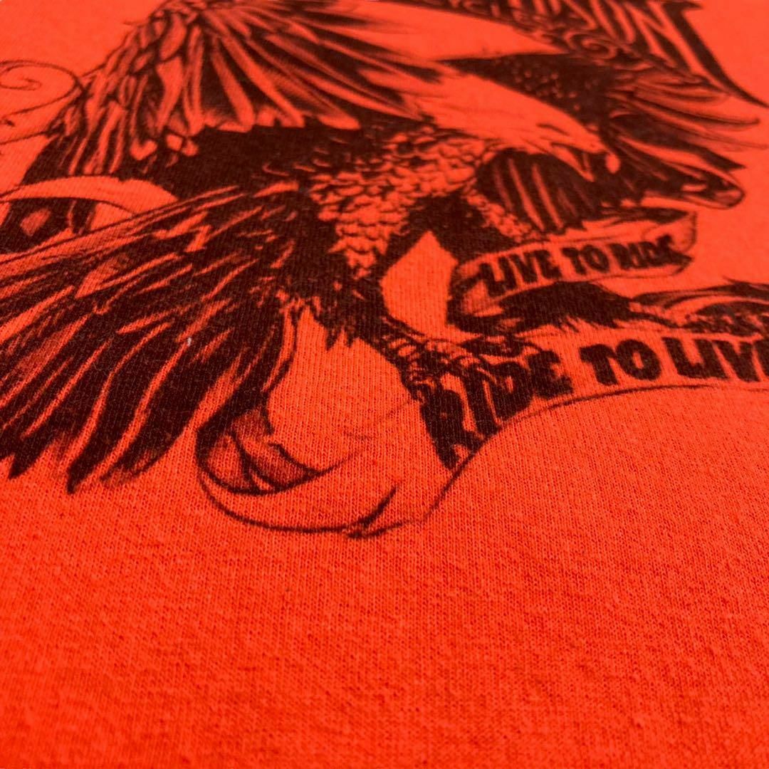 UBF  Tシャツ ビンテージ 古着 オレンジ ハーレーダビッドソン　ワシ　ロゴ メンズのトップス(Tシャツ/カットソー(半袖/袖なし))の商品写真
