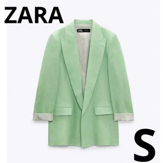 ザラ(ZARA)のZARA 新品未使用　リネンブレザー　カラージャケット　グリーン　緑　S(テーラードジャケット)