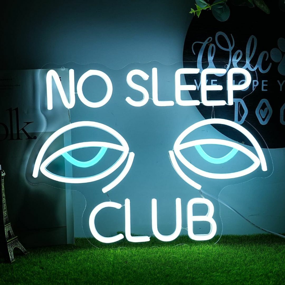 【色: ブルー,ホワイト】No Sleep Clubネオンサイン Eyesネオン