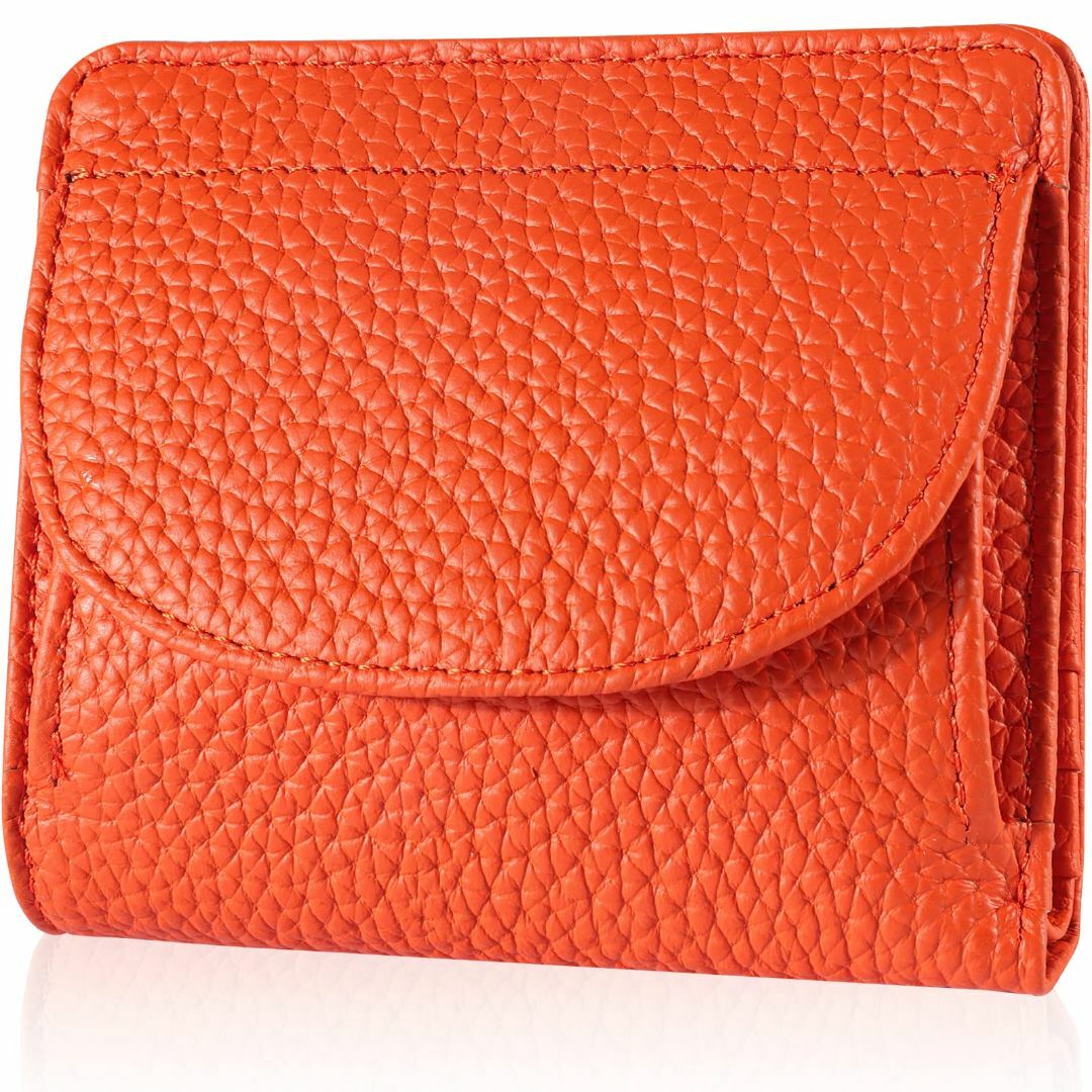 【色: オレンジ】[DCLKO] ミニ財布 レディース 財布 二つ折り財布 本革