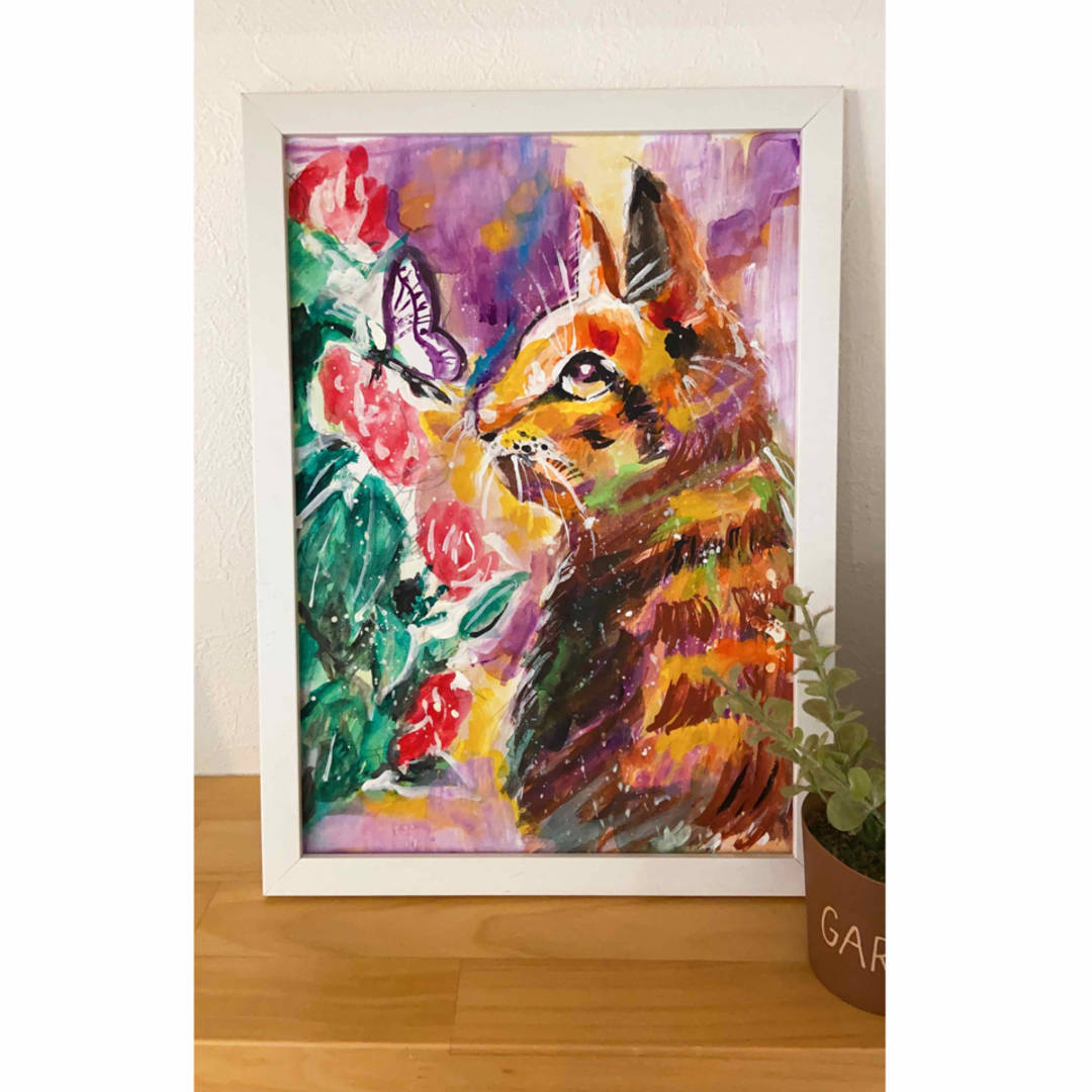 猫の絵画 エンタメ/ホビーの美術品/アンティーク(絵画/タペストリー)の商品写真