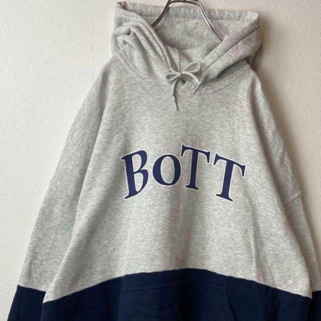 【ツートンパーカー】BoTTビッグロゴストリート紺大きめオーバーサイズ