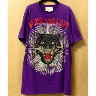 グッチ(Gucci)のGUCCI グッチ Tシャツ タイガー キャット パープル  刺繍 S サイズ (Tシャツ/カットソー(半袖/袖なし))