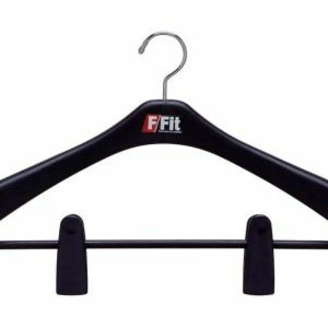 F-Fit ジャケットハンガー ビッグクリップ 47cm ブラック 5本セット