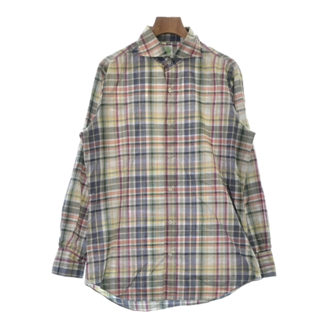 finamore カジュアルシャツ 40(L位) 白xピンクx紺等(チェック)