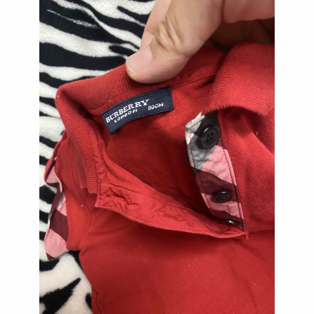 BURBERRY(バーバリー)のバーバリー　女の子　半袖　ワンピース　赤　80 美品  キッズ/ベビー/マタニティのキッズ服女の子用(90cm~)(ワンピース)の商品写真