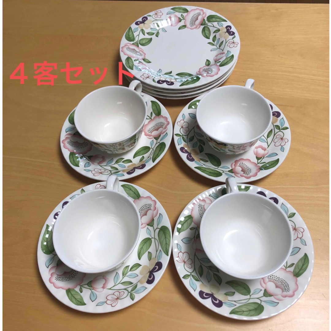 Noritake(ノリタケ)の【未使用】ノリタケ　ティーセット✖️4、ケーキ皿✖️4 インテリア/住まい/日用品のキッチン/食器(食器)の商品写真