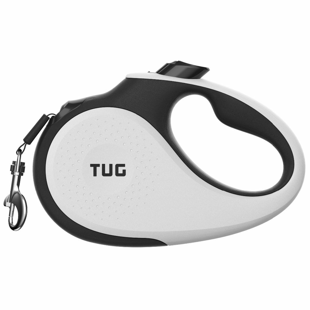 【色: ホワイト】TUG 360°タングルフリー、頑丈引き込み式犬リード、スリッ