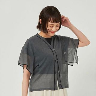 ユナイテッドアローズグリーンレーベルリラクシング(UNITED ARROWS green label relaxing)の【美品】シアー フレア スリーブ プルオーバー カーディガン -ウォッシャブル-(カーディガン)