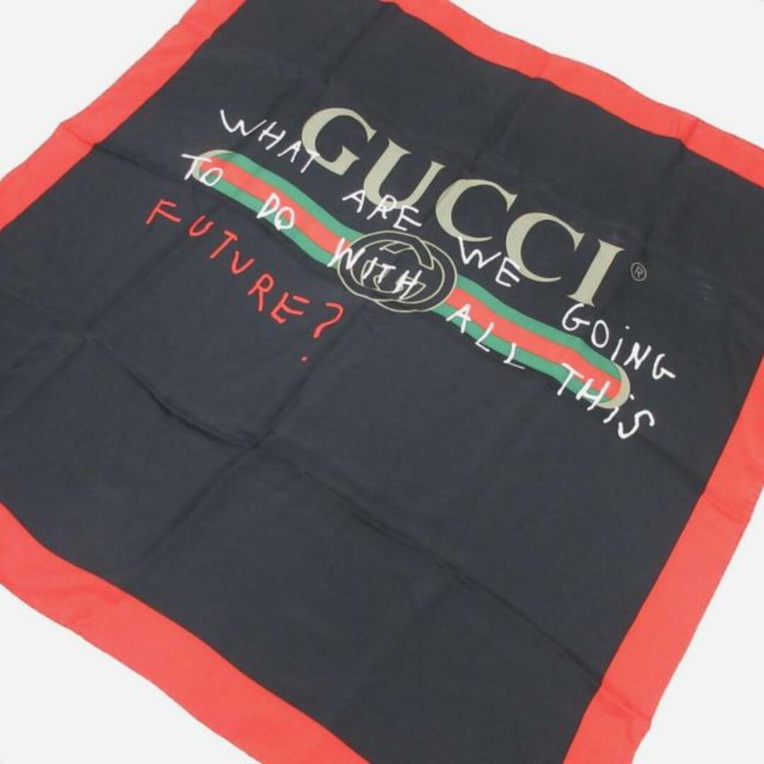 Gucci - GUCCI(グッチ) スカーフ 黒×マルチの通販 by ブランディア