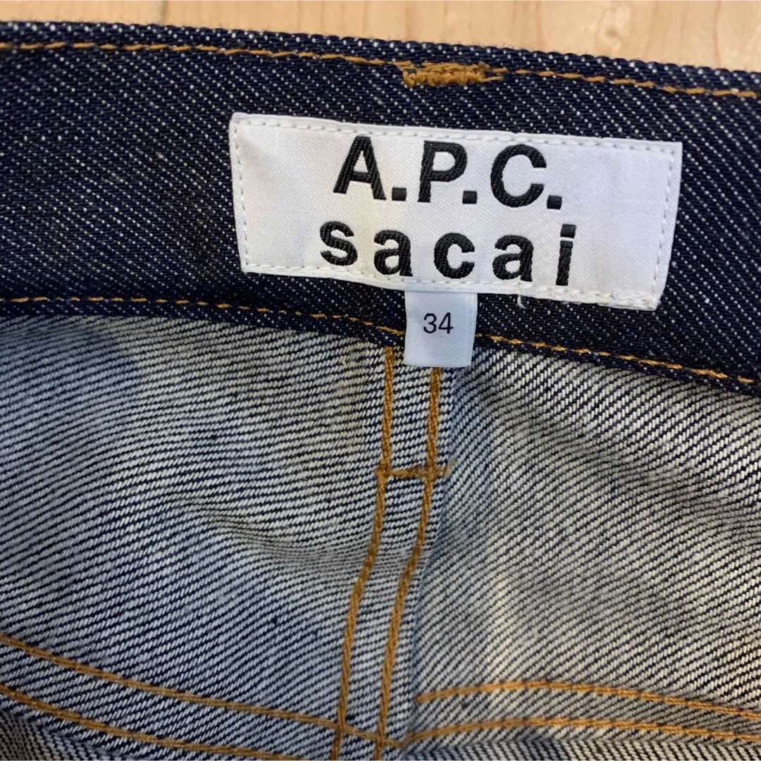 A.P.C × sacai デニムプリーツスカート - ひざ丈スカート