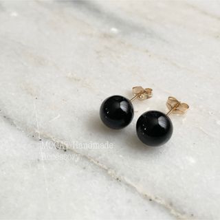 14kgf ◉漆黒オニキス　一粒ピアス(ピアス)