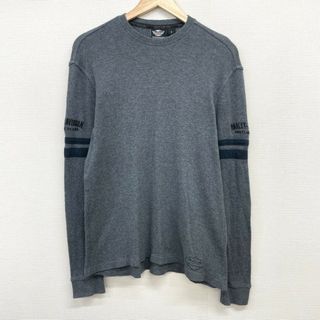 ハーレー(Hurley)のUS古着 ハーレー ダビッドソン HARLEY-DAVIDSON サーマル ロングスリーブ Tシャツ ロンT ロゴ 刺繍 長袖 サイズ：S グレー×ブラック【中古】(Tシャツ/カットソー(半袖/袖なし))