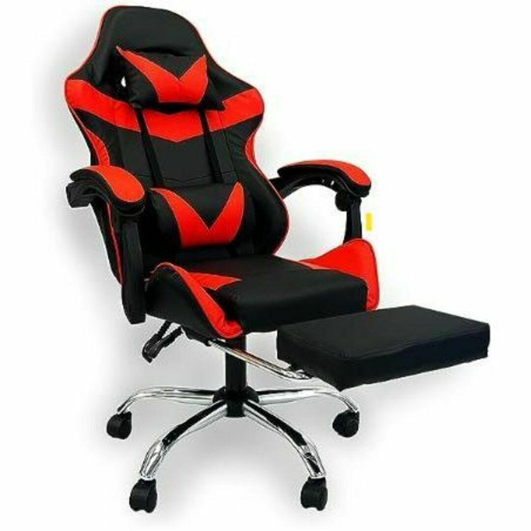 ※金属脚※ゲーミングチェア 椅子 フットレスト付 カラー:赤 | フリマアプリ ラクマ
