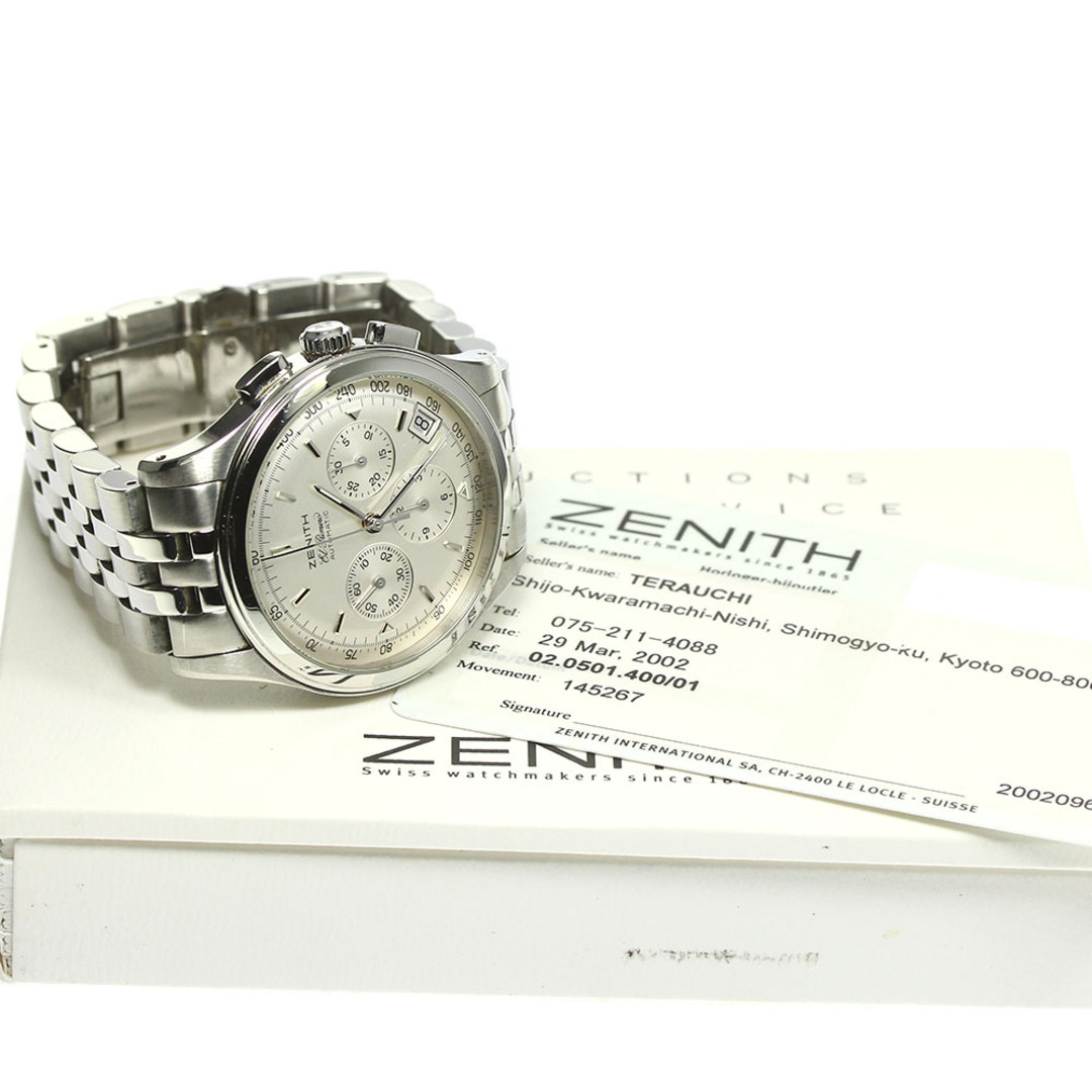 ☆美品 ★保証書付き【ZENITH】ゼニス クラス エル・プリメロ クロノグラフ デイト 02.0500.420 手巻き メンズ_735212