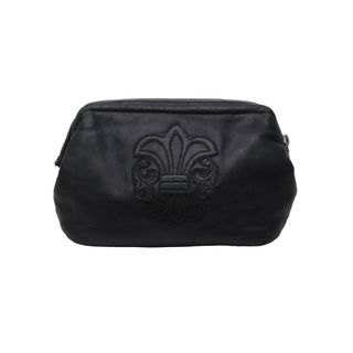 CHROME HEARTS クロムハーツ ポーチ コスメティックケース ダガー ブラック シルバー金具 良品 美品 53377