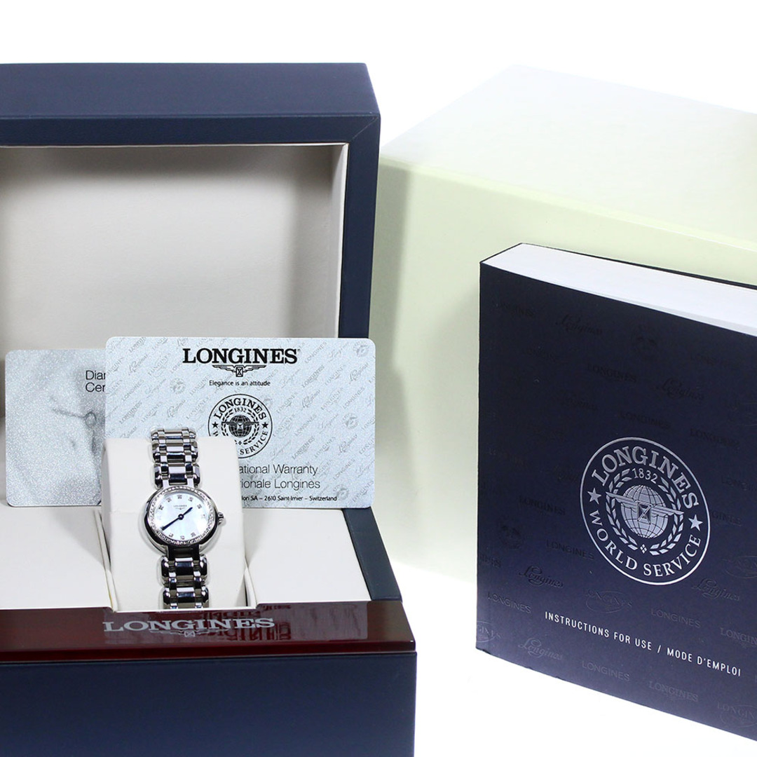 ロンジン LONGINES L8.109.0.87.6 プリマルナ 12P ダイヤべゼル クォーツ レディース 良品 箱・保証書付き_766292