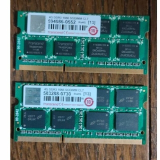 トランセンド(Transcend)のTranscend ノート用メモリ PC3-8500 DDR3 4GBx2枚(PCパーツ)